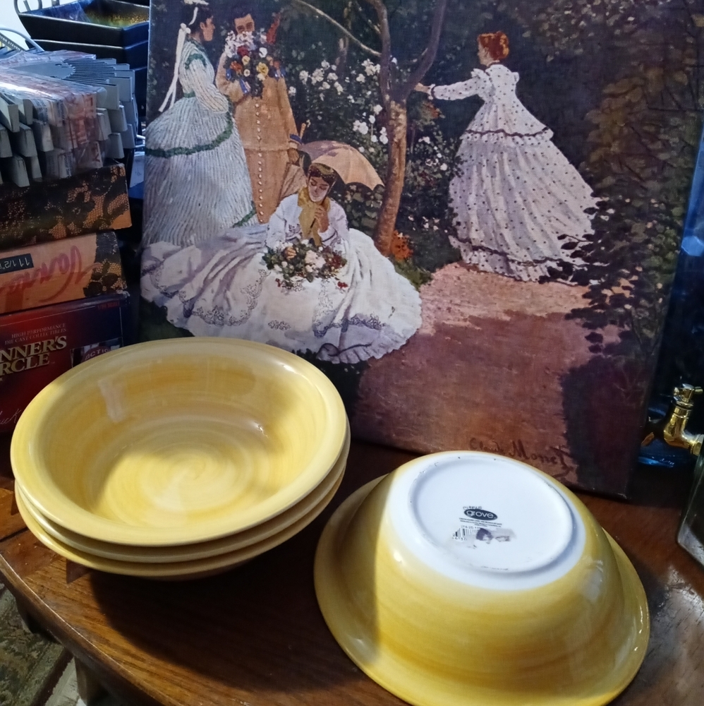 🥘4 Citrus Grove Orange Swirl Soup/Salad Bowls,Size 8.25"×3"🆕Nice Gift Items.🥙